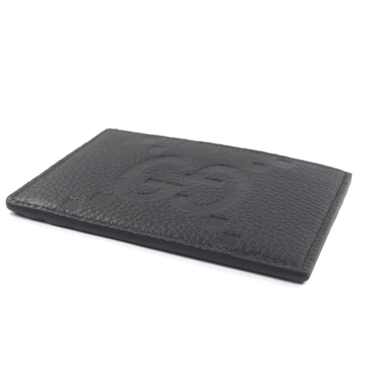 Excellent GUCCI Card Case Jumbo GG Pass Case black leather mens 812681