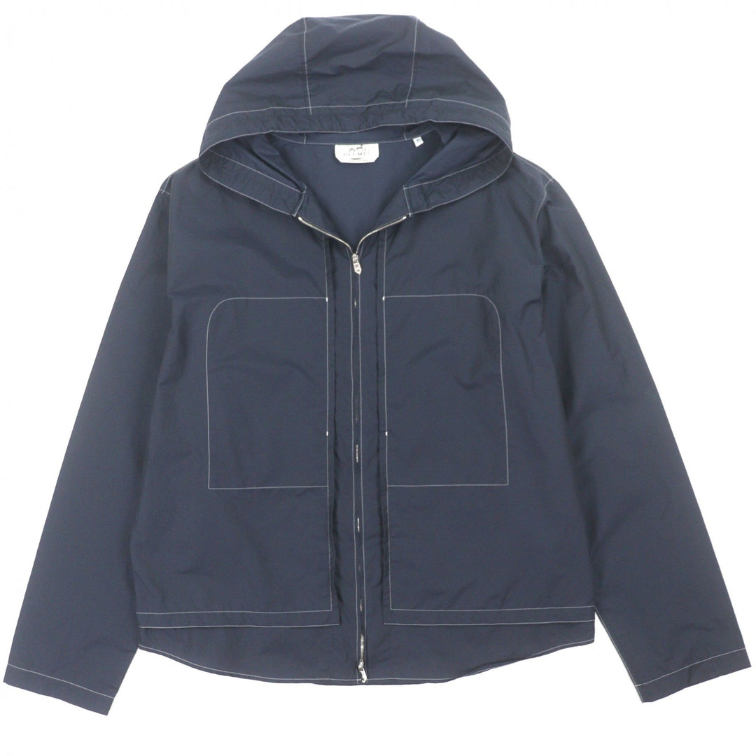 Pristine HERMES mountain hoodie double zip up Navy cotton mens 39 H5561 40H4
