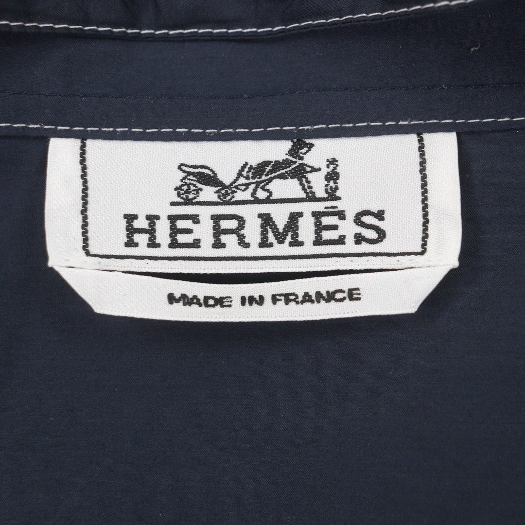 Pristine HERMES mountain hoodie double zip up Navy cotton mens 39 H5561 40H4