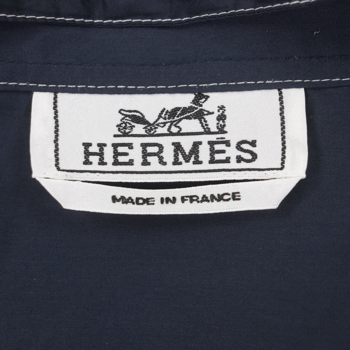 Pristine HERMES mountain hoodie double zip up Navy cotton mens 39 H5561 40H4