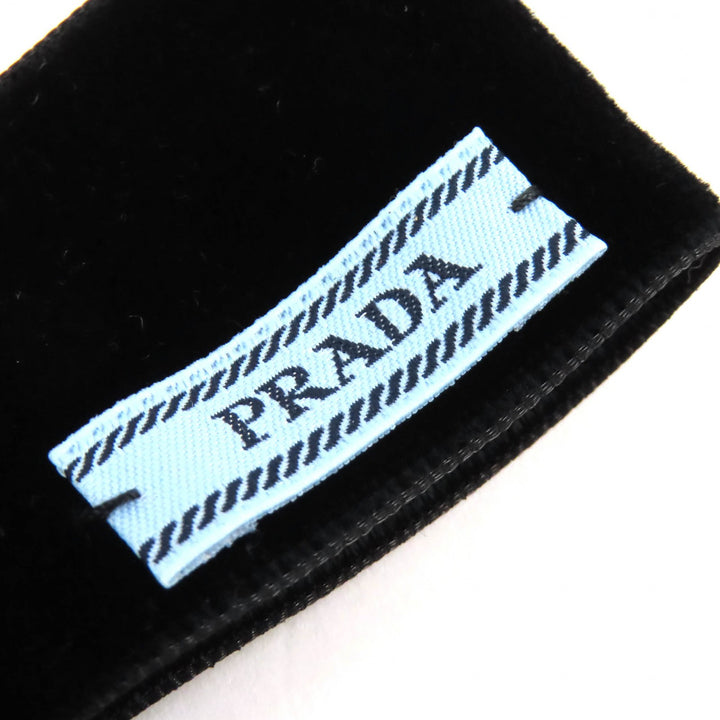 Great PRADA Triangle Logo Triangle Plate Velvet Ribbon Barrette black 1IF154
