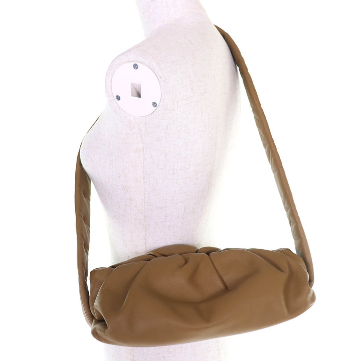 Great BOTTEGAVENETA Sling bag The body pouch Ruched Brown Lamb leather 620954
