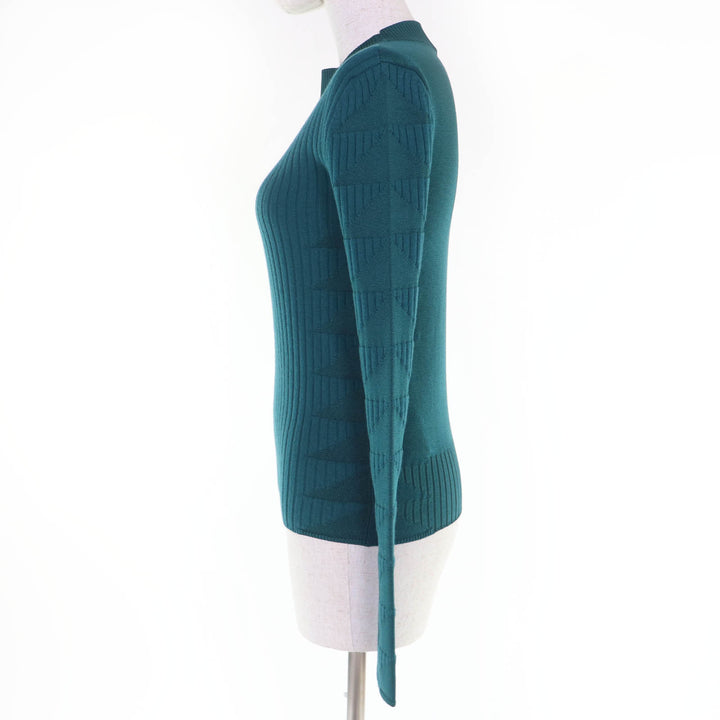 Excellent HERMES knit Cashmere long sleeve ribbed Green system Women 34 3H2641DX
