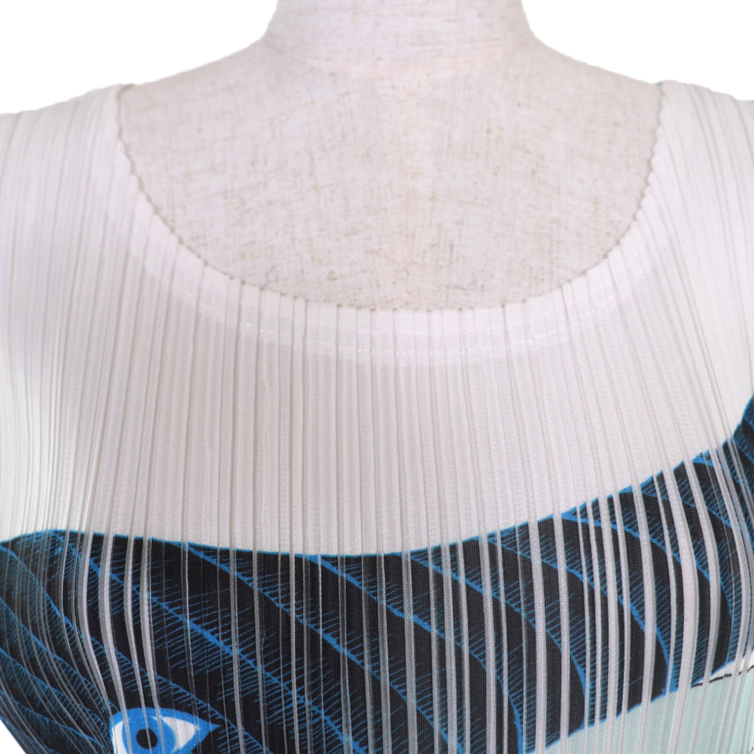 Excellent PLIATS PLIATS Kazumasa NAGAI T-shirt Blue Women 3 PP43-JK526