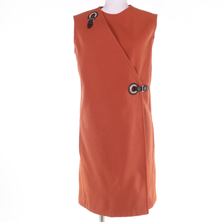 Excellent HERMES one piece Leather sleeveless top Orange series 36 2E0527D6
