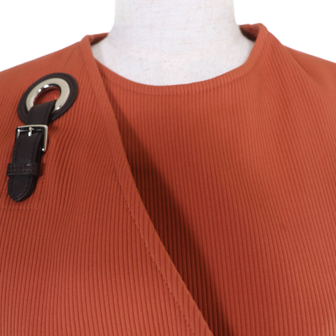 Excellent HERMES one piece Leather sleeveless top Orange series 36 2E0527D6