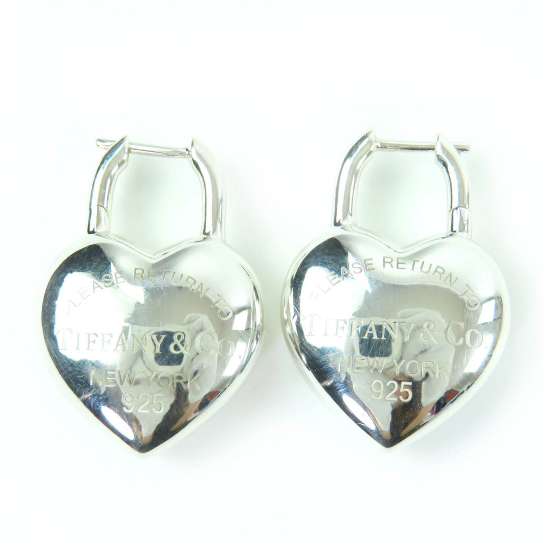 Great TIFFANY&Co. Pierce Full Heart Earrings Medium Silver AG925 Women