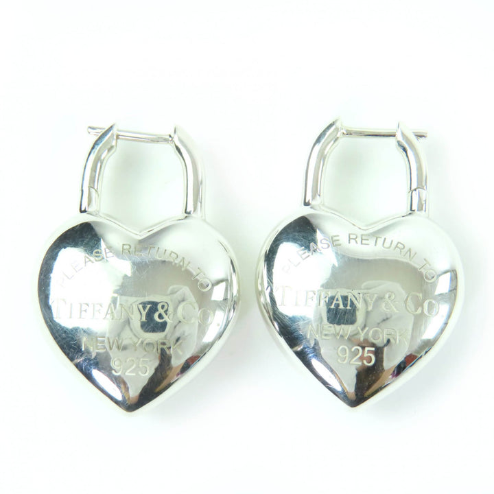 Great TIFFANY&Co. Pierce Full Heart Earrings Medium Silver AG925 Women