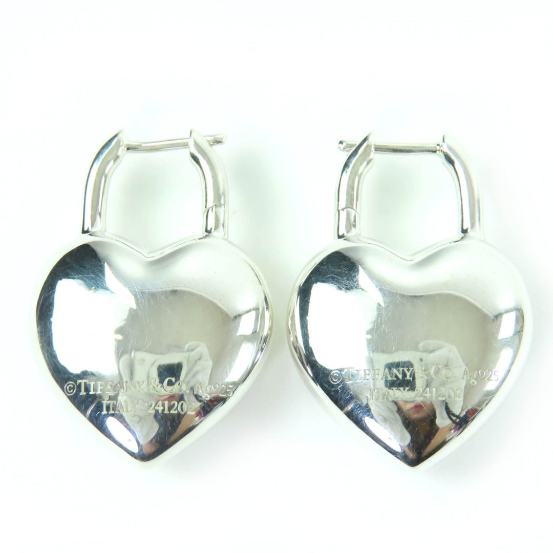 Great TIFFANY&Co. Pierce Full Heart Earrings Medium Silver AG925 Women