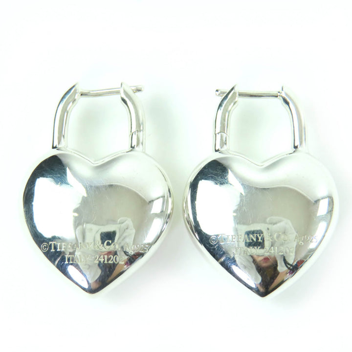 Great TIFFANY&Co. Pierce Full Heart Earrings Medium Silver AG925 Women