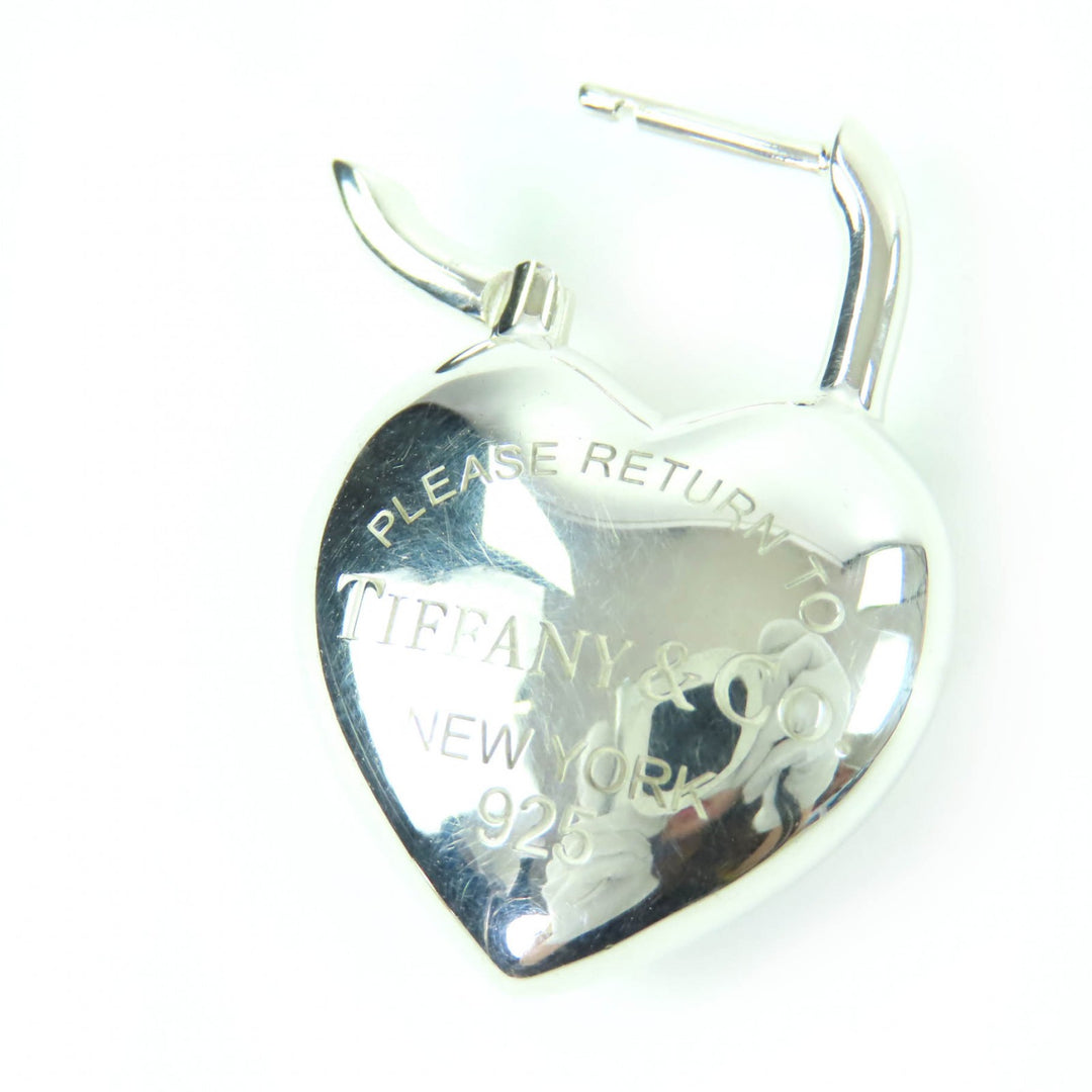 Great TIFFANY&Co. Pierce Full Heart Earrings Medium Silver AG925 Women