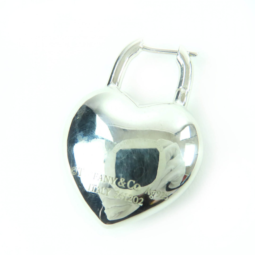 Great TIFFANY&Co. Pierce Full Heart Earrings Medium Silver AG925 Women