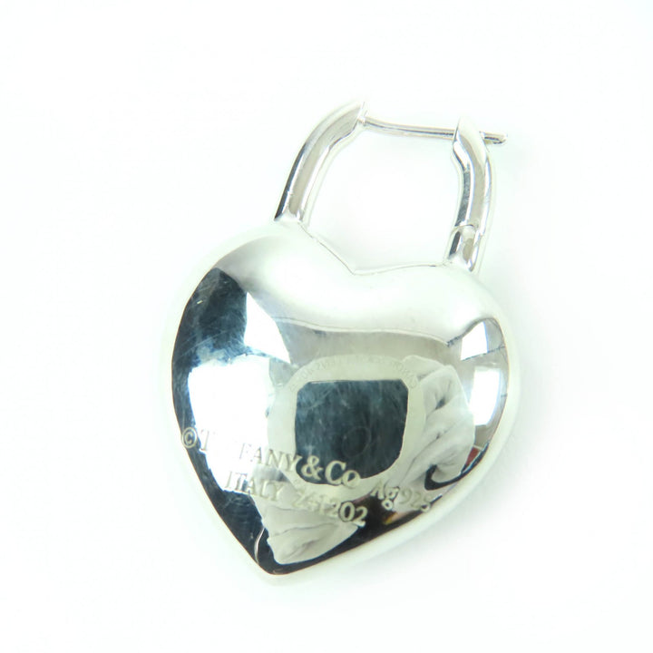 Great TIFFANY&Co. Pierce Full Heart Earrings Medium Silver AG925 Women