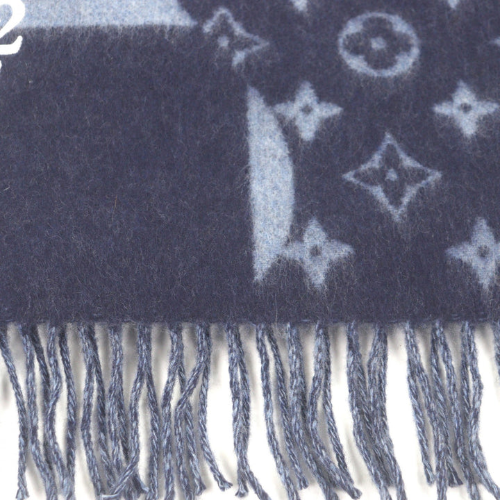 Excellent LOUIS VUITTON NIGO Scarf Echarpe Damier Giant Patch Logo Embroidery