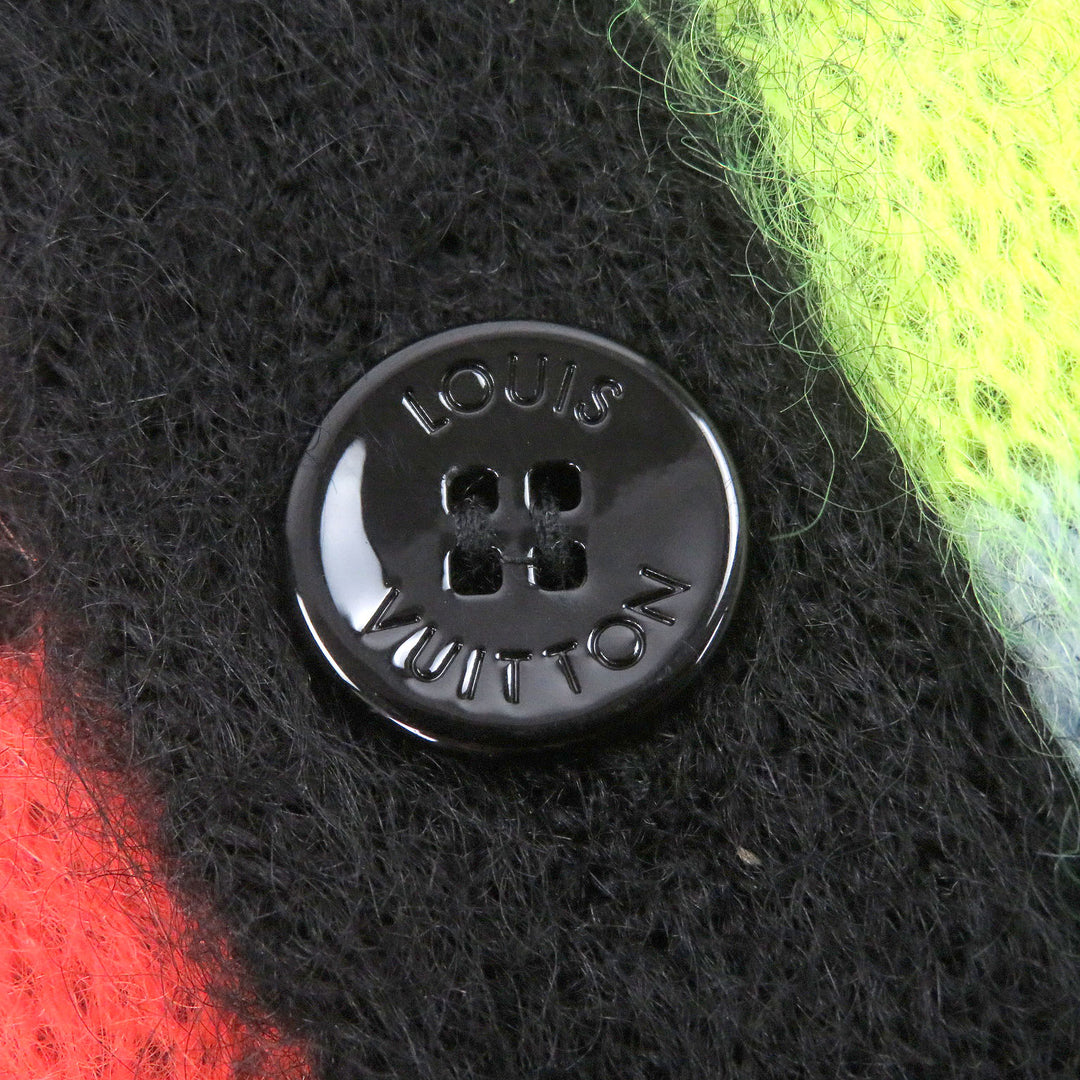 Excellent LOUIS VUITTON cardigan Monogram Shaggy Knit multicolor mohair mens L