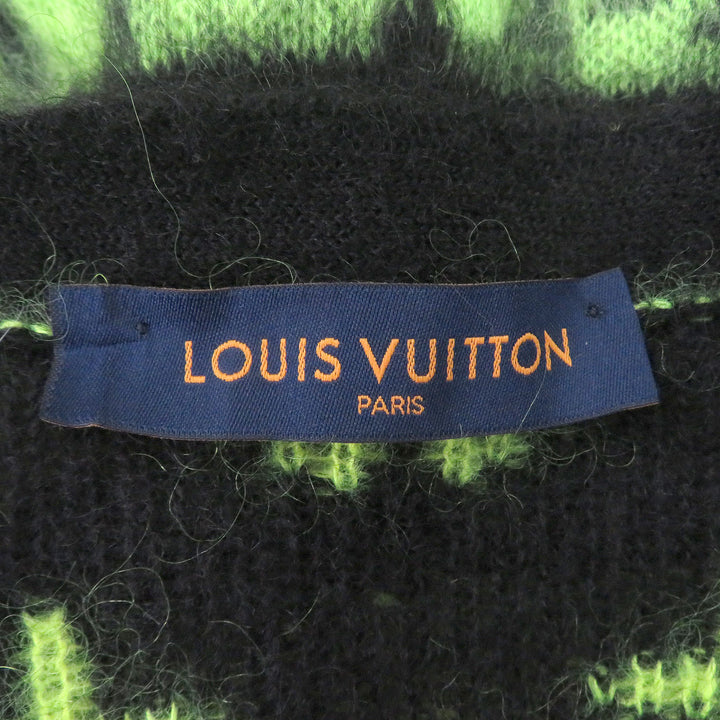 Excellent LOUIS VUITTON cardigan Monogram Shaggy Knit multicolor mohair mens L