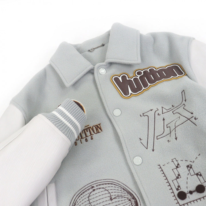 Excellent LOUIS VUITTON Stajan Leather sleeves with patch Blue gray