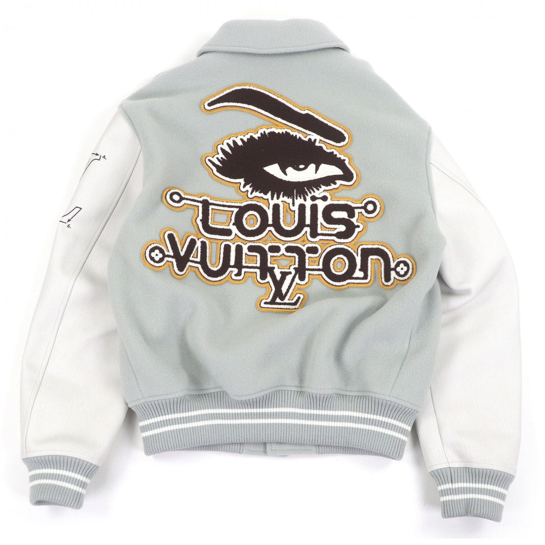 Excellent LOUIS VUITTON Stajan Leather sleeves with patch Blue gray