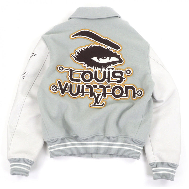 Excellent LOUIS VUITTON Stajan Leather sleeves with patch Blue gray