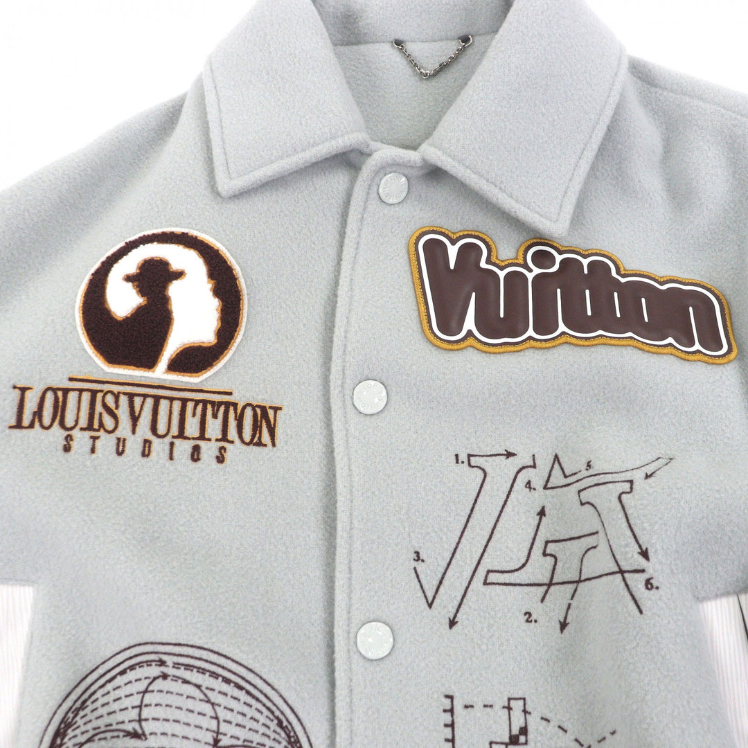 Excellent LOUIS VUITTON Stajan Leather sleeves with patch Blue gray