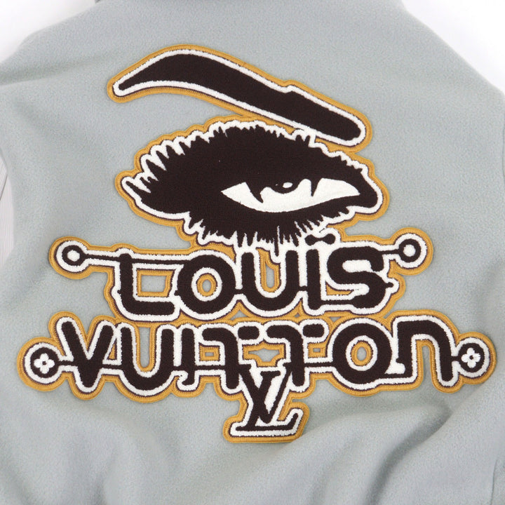 Excellent LOUIS VUITTON Stajan Leather sleeves with patch Blue gray