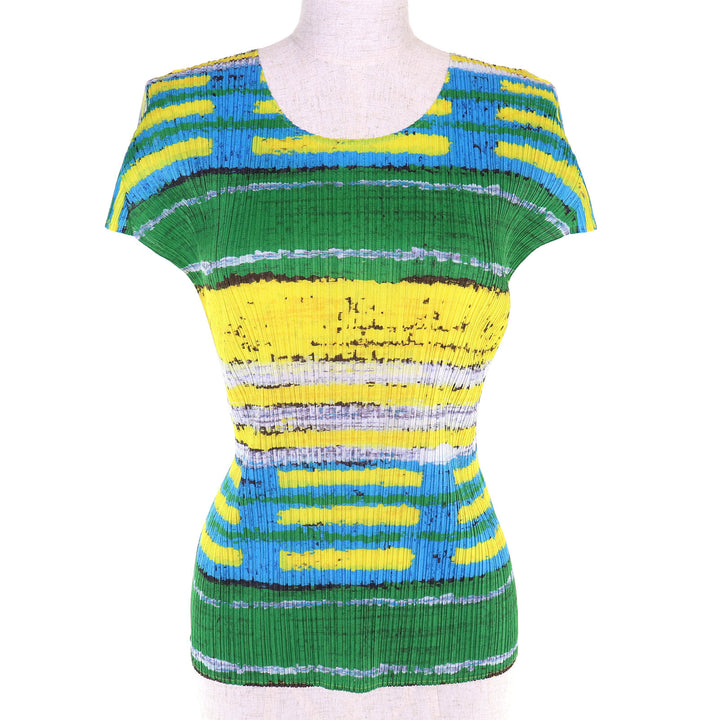 Excellent PLEATS PLEASE T-All-over print short sleeve T-shirt top 4 PP21-JK683