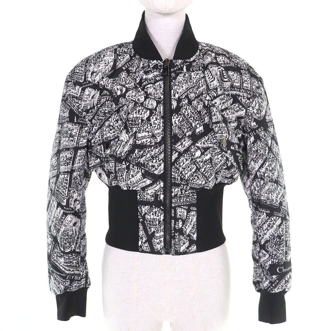 Discounted Great Christian Dior Plan de Paris all-overprint padded cropped bomber jacket 38