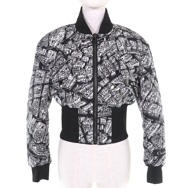 Discounted Great Christian Dior Plan de Paris all-overprint padded cropped bomber jacket 38