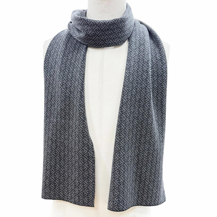 Pristine FENDI Scarf Micro Zucca Pattern gray wool mens