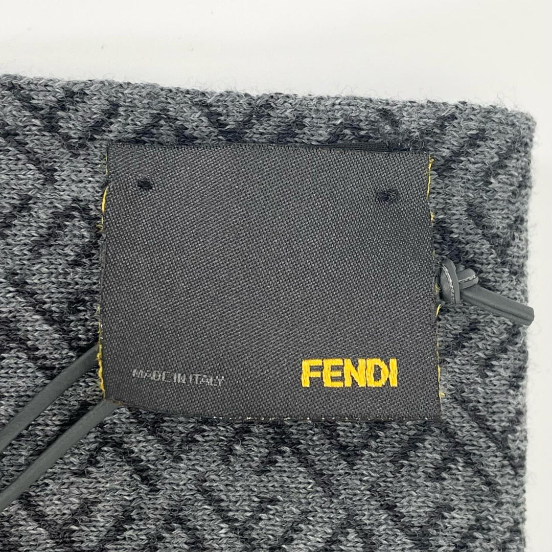 Pristine FENDI Scarf Micro Zucca Pattern gray wool mens