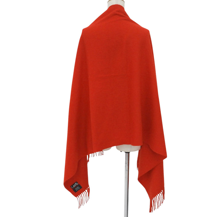 Great HERMES Stall Logo embroidery, solid design, fringed, large scarf cashmere