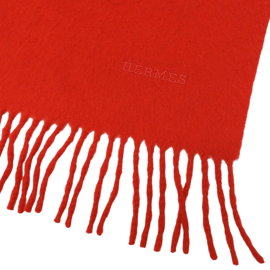 Great HERMES Stall Logo embroidery, solid design, fringed, large scarf cashmere