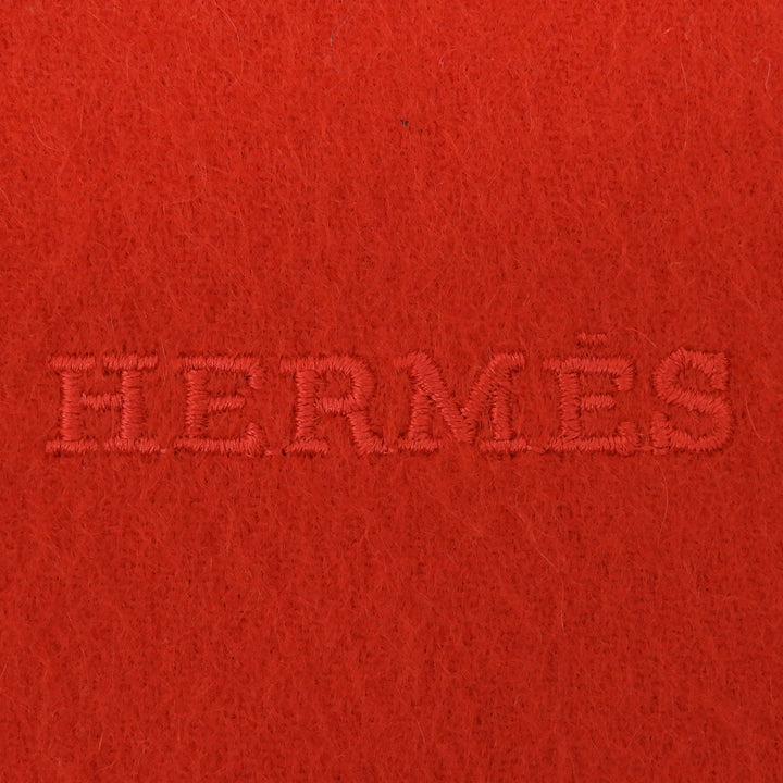 Great HERMES Stall Logo embroidery, solid design, fringed, large scarf cashmere