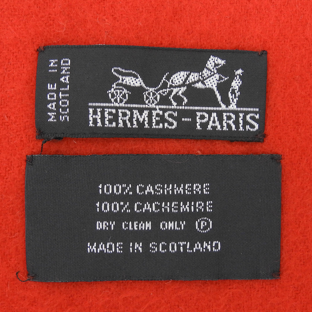 Great HERMES Stall Logo embroidery, solid design, fringed, large scarf cashmere