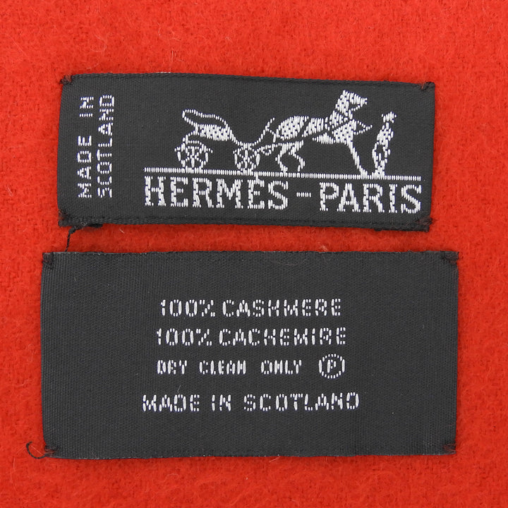 Great HERMES Stall Logo embroidery, solid design, fringed, large scarf cashmere