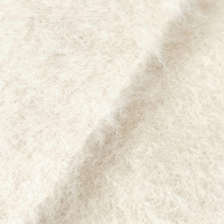 Excellent LOEWE Scarf Anagram Leather Patch Fringe Ivory mohair Women