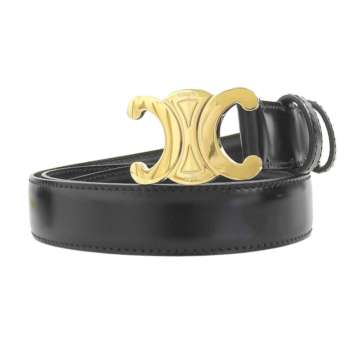 Great CELINE belt Medium Trim Off Leather black leather 45AK93A01 38NO