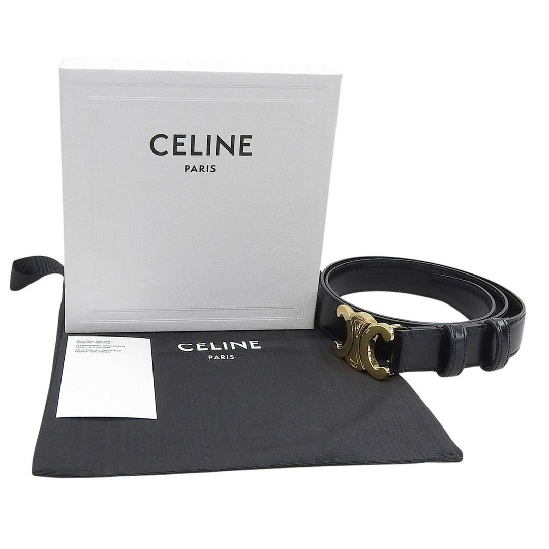 Great CELINE belt Medium Trim Off Leather black leather 45AK93A01 38NO