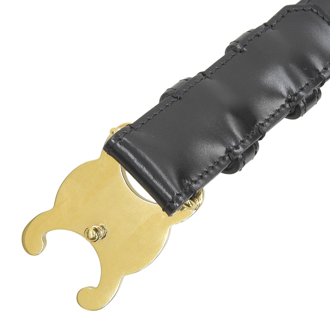 Great CELINE belt Medium Trim Off Leather black leather 45AK93A01 38NO