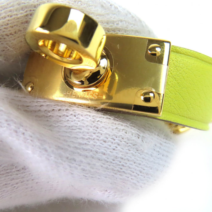 Pristine HERMES Kelly Leather Glove Holder yellow leather Women