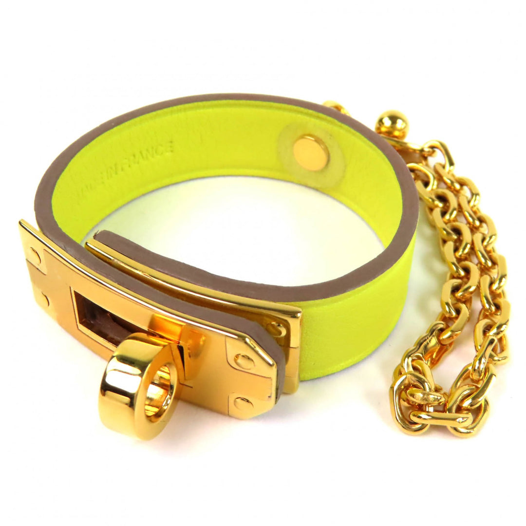 Pristine HERMES Kelly Leather Glove Holder yellow leather Women