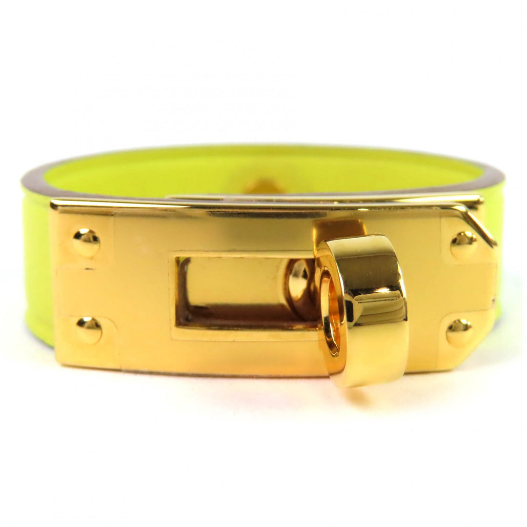 Pristine HERMES Kelly Leather Glove Holder yellow leather Women