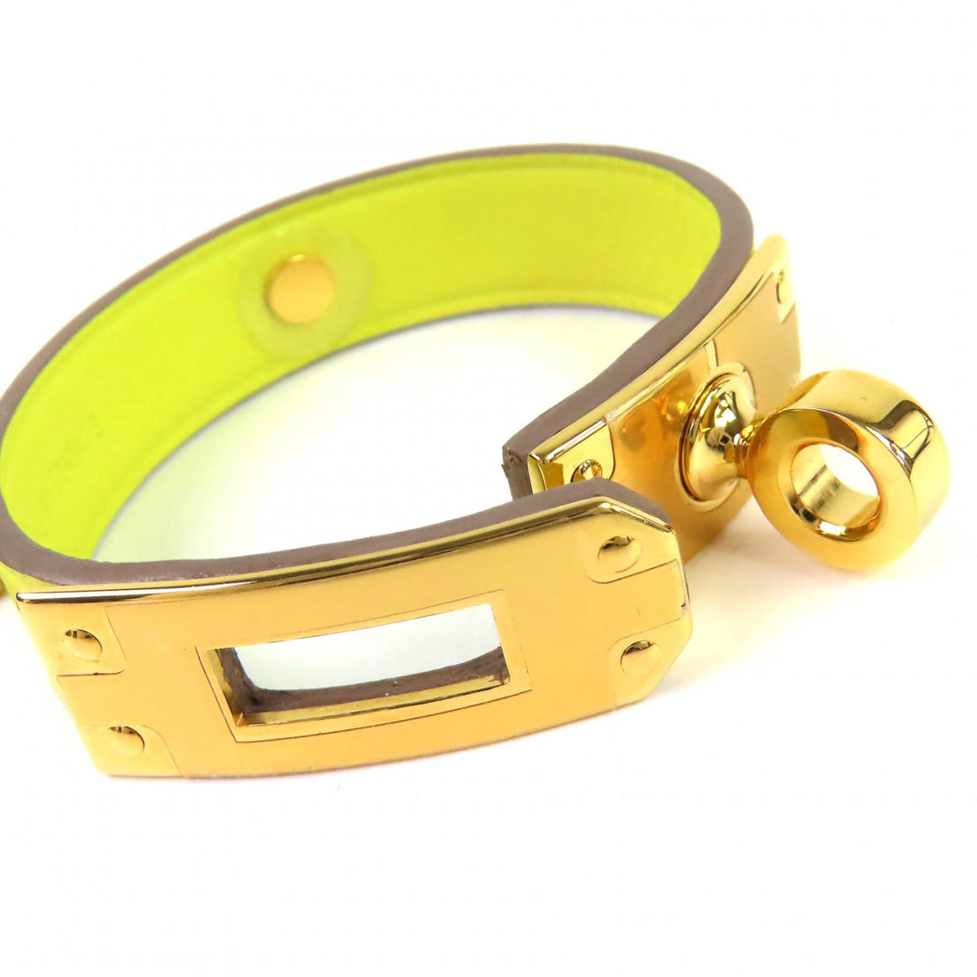 Pristine HERMES Kelly Leather Glove Holder yellow leather Women