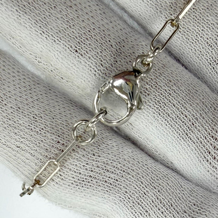 Great CHANEL Necklace Clover logo pendant Silver 925 Women