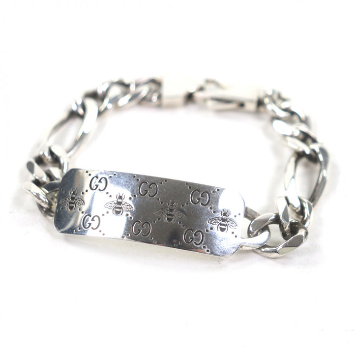 Very Good GUCCI bracelet GG&BEE Engraving Silver AG925 mens 17