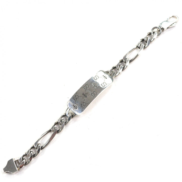 Very Good GUCCI bracelet GG&BEE Engraving Silver AG925 mens 17