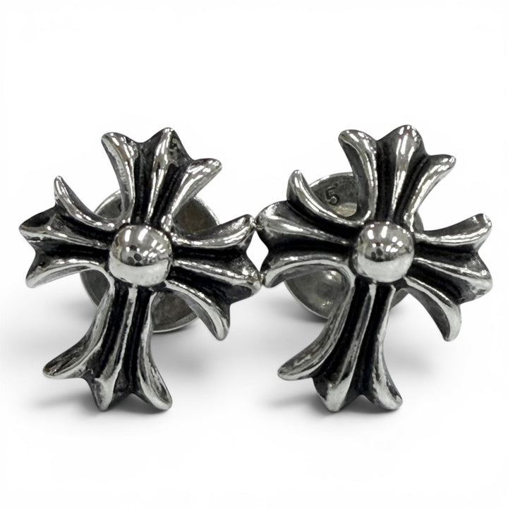 Great CHROME HEARTS Pierce No.2 CH CRS FAT CH Cross Fat Stud Set of 2 Silver 925