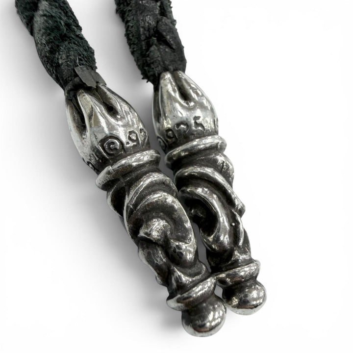 Great CHROME HEARTS Necklace Mid-cycle model Three Trinkets Leatherblade Scroll