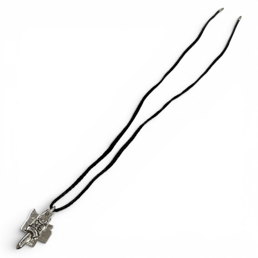 Great CHROME HEARTS Necklace Mid-cycle model Three Trinkets Leatherblade Scroll