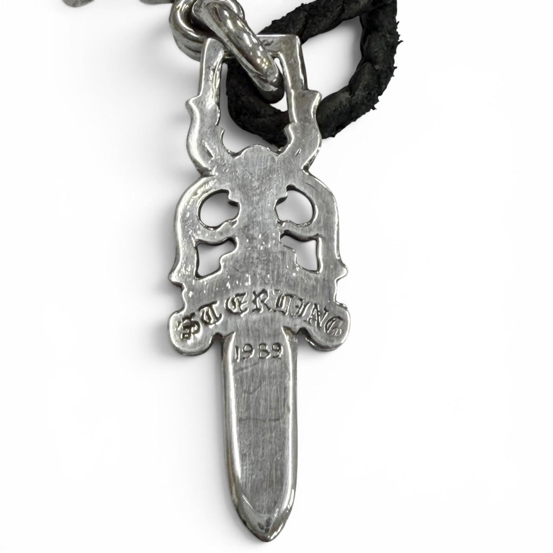 Great CHROME HEARTS Necklace Mid-cycle model Three Trinkets Leatherblade Scroll